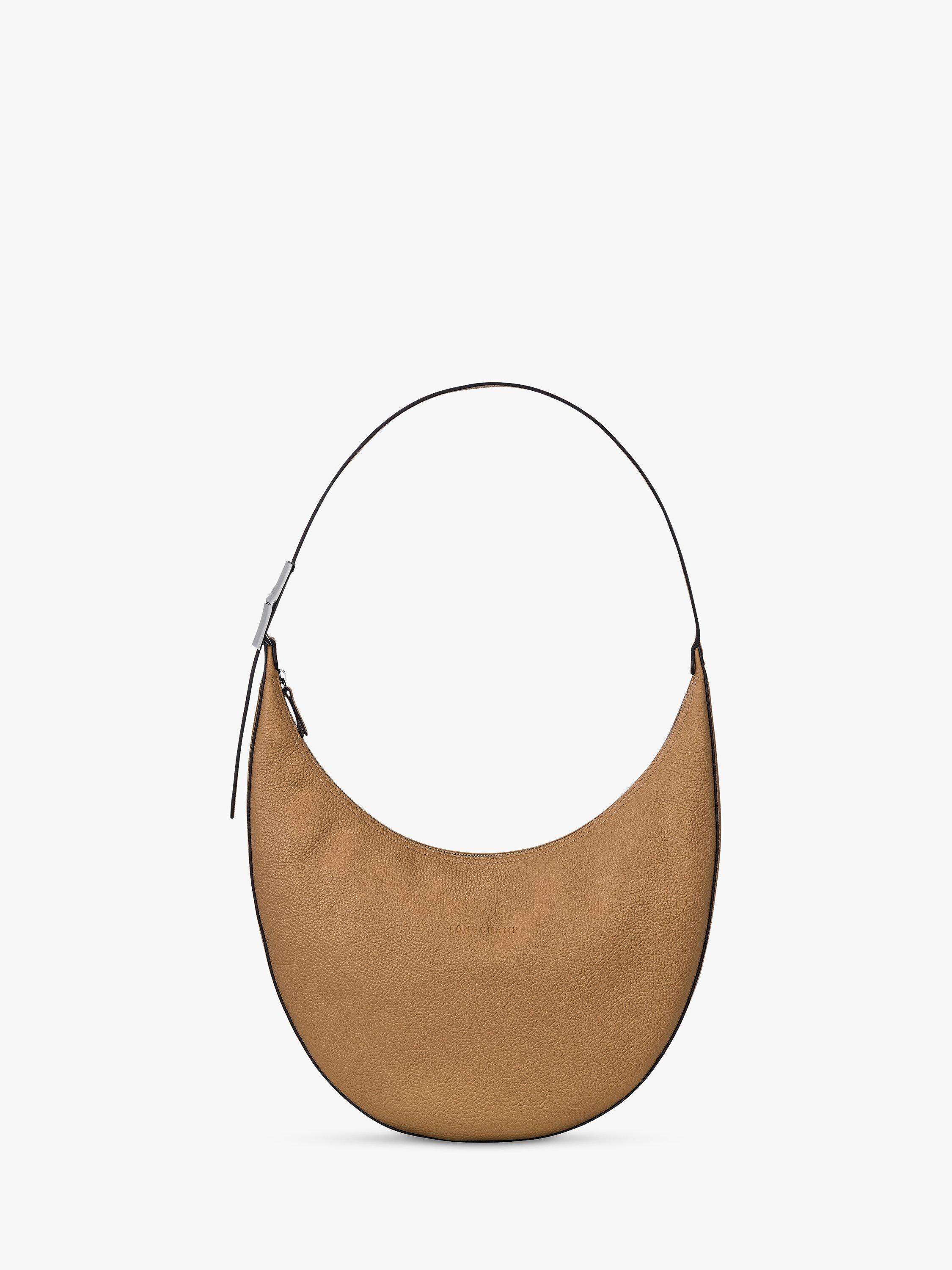 Longchamp Le Roseau Essential Large Leather Hobo Bag, Fawn