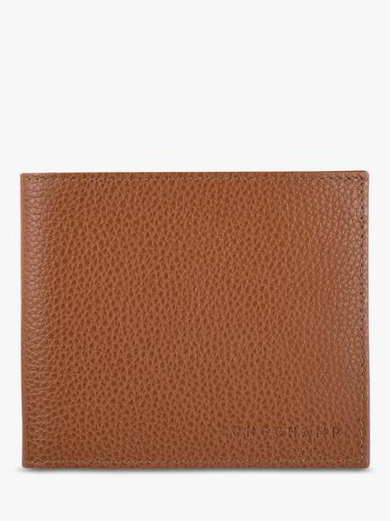Longchamp Le Foulonné Slim Leather Wallet, Caramel