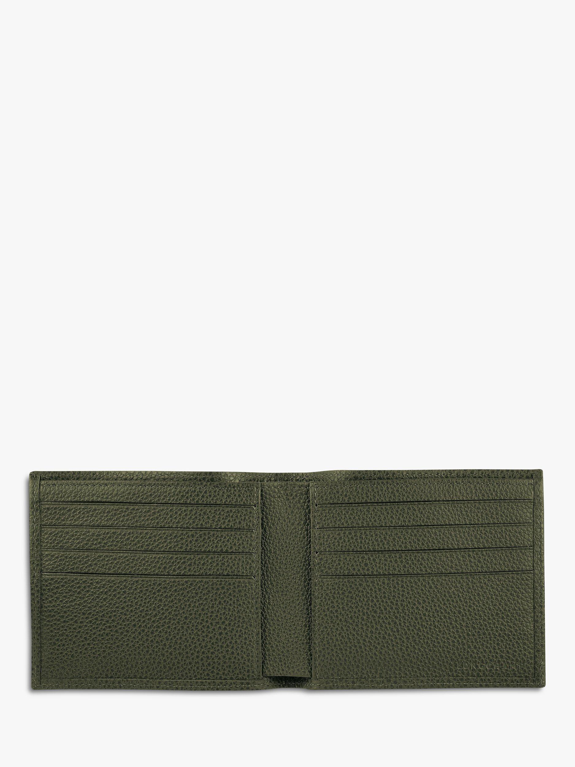 Product image 3 of 3, which shows Longchamp Le Foulonné Slim Leather Wallet, Khaki