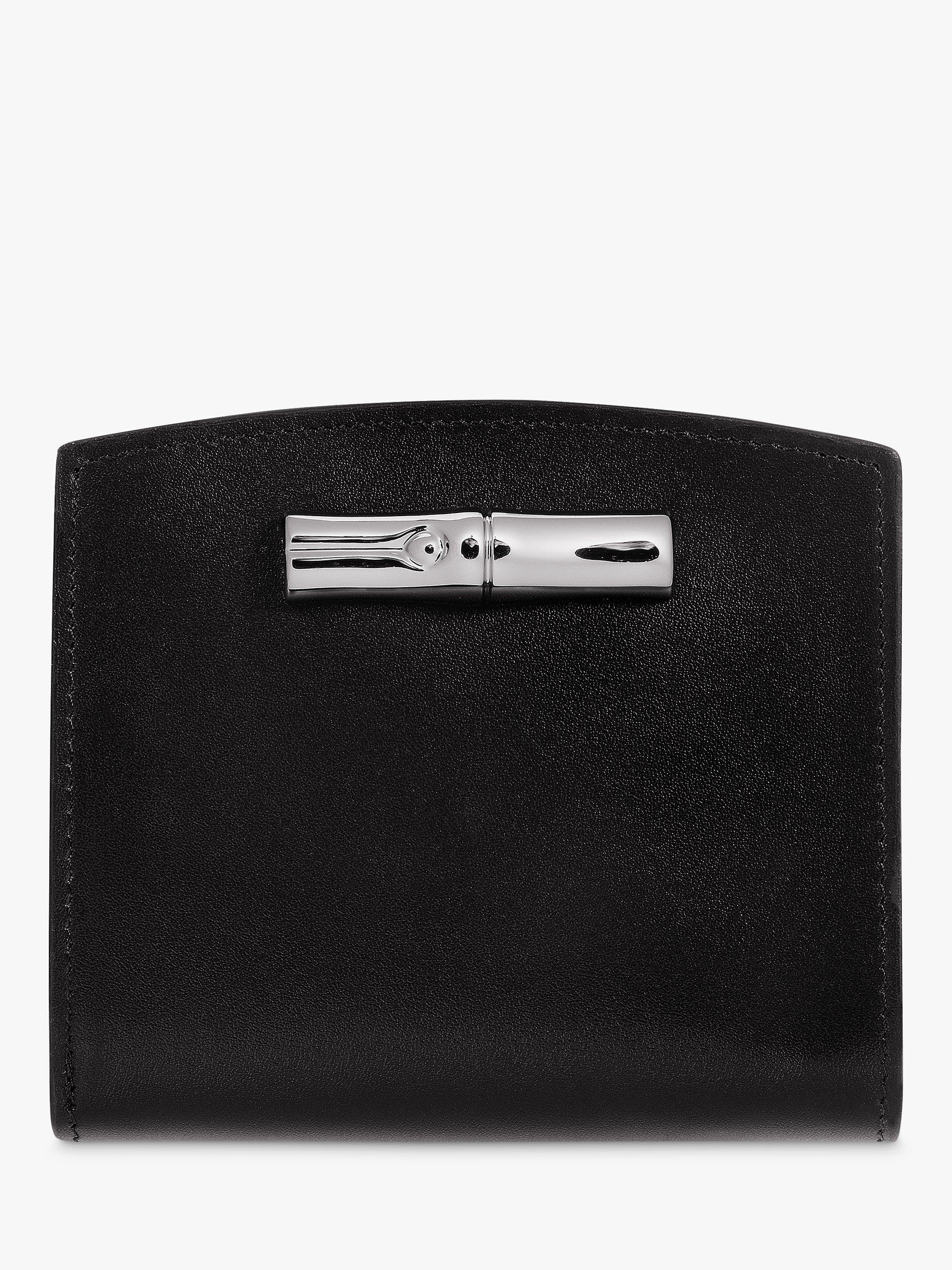 Longchamp Le Roseau Leather Wallet, Black