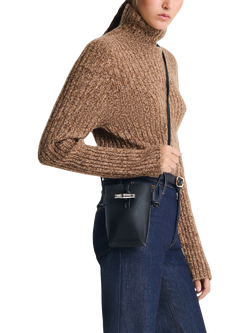 Longchamp Le Roseau Leather Phone Pouch - view 2, Black