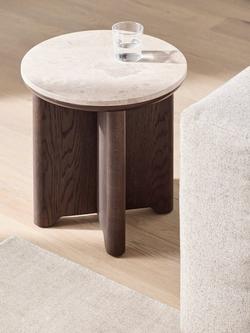John Lewis Ritz Marble Side Table, Brown - view 2, 