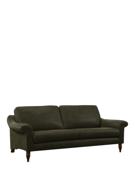 John Lewis Camber Leather Grand 4 Seater Sofa, Dark Leg, Demetra Green