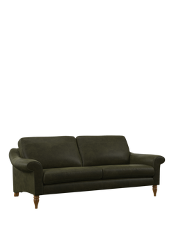 John Lewis Camber Grand 4 Seater Leather Sofa, Light Leg, Demetra Green