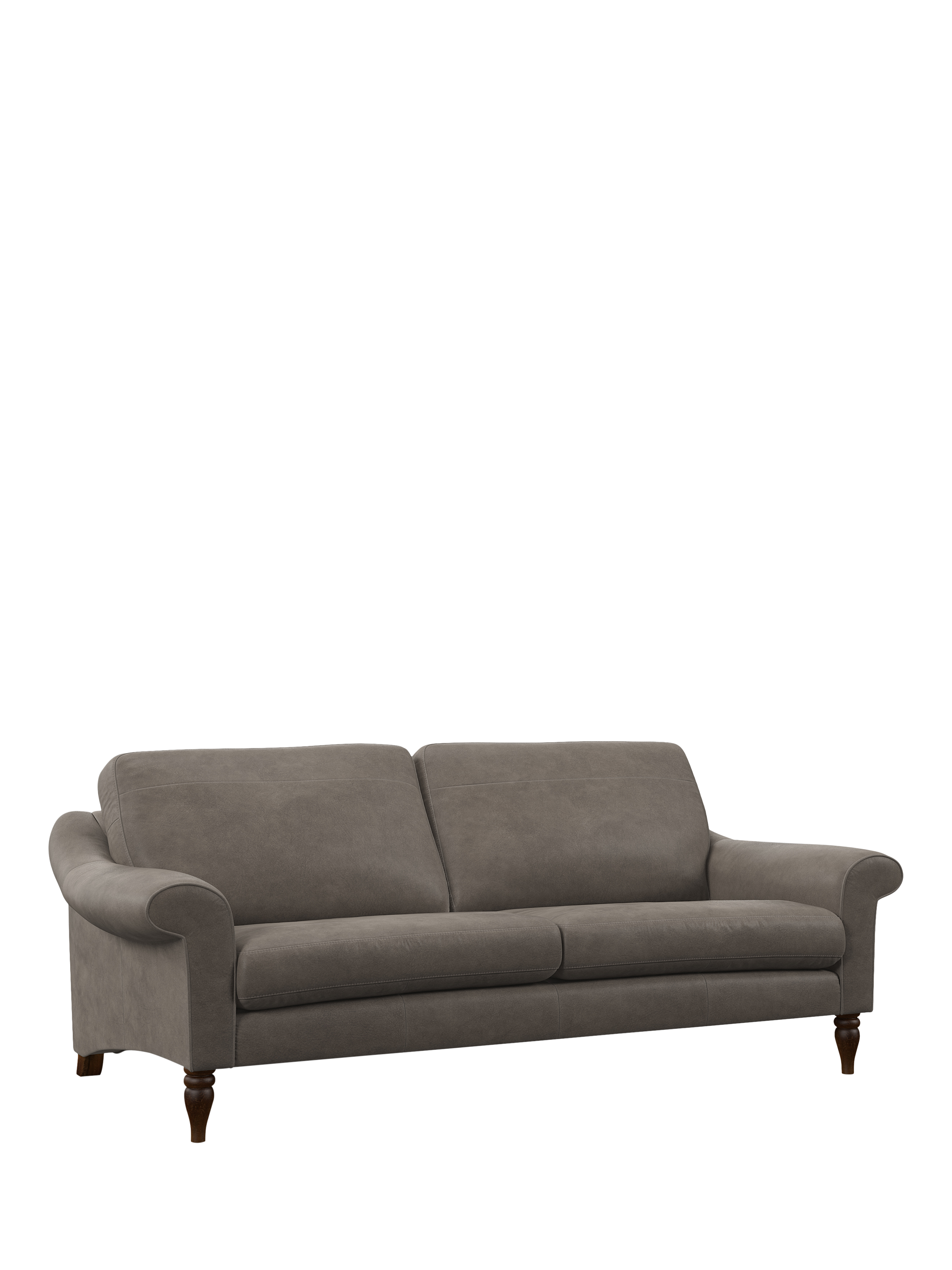 Camber Range, John Lewis Camber Leather Grand 4 Seater Sofa, Dark Leg, Demetra Grey