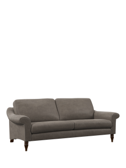 John Lewis Camber Leather Grand 4 Seater Sofa, Dark Leg, Demetra Grey