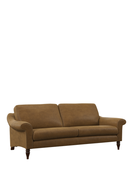 John Lewis Camber Leather Grand 4 Seater Sofa, Dark Leg, Demetra Light Tan