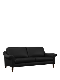 John Lewis Camber Leather Grand 4 Seater Sofa, Dark Leg, Matt Black