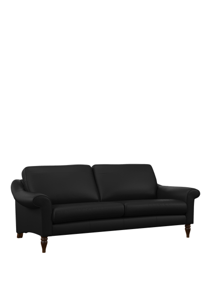 John Lewis Camber Leather Grand 4 Seater Sofa, Dark Leg, Matt Black
