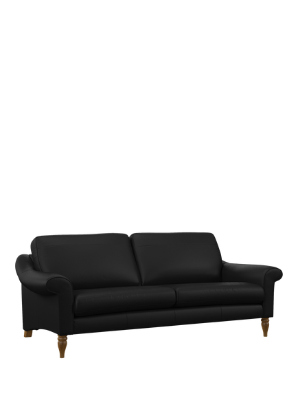 John Lewis Camber Grand 4 Seater Leather Sofa, Light Leg, Matt Black