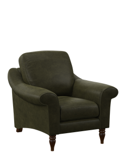 John Lewis Camber Leather Armchair, Dark Leg, Demetra Green