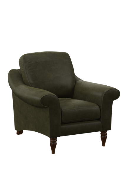 John Lewis Camber Leather Armchair, Dark Leg, Demetra Green