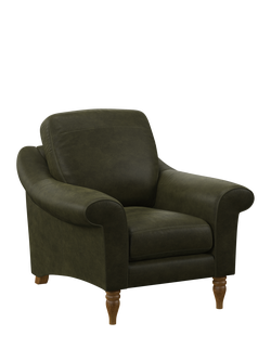 John Lewis Camber Leather Armchair, Light Leg, Demetra Green