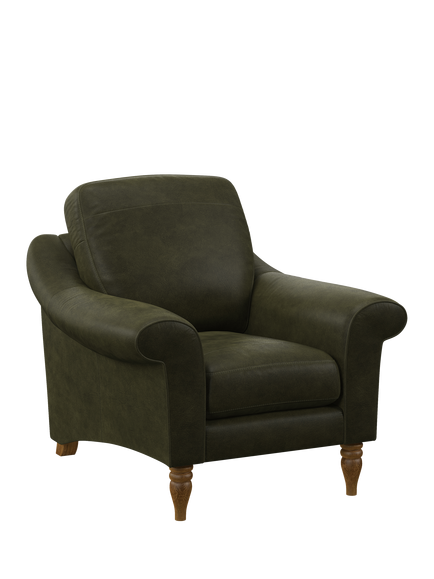 John Lewis Camber Leather Armchair, Light Leg, Demetra Green
