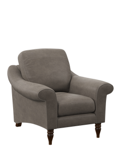 John Lewis Camber Leather Armchair, Dark Leg, Demetra Grey