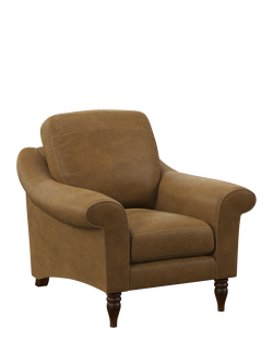 John Lewis Camber Leather Armchair, Dark Leg, Demetra Light Tan