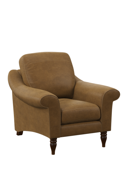 John Lewis Camber Leather Armchair, Dark Leg, Demetra Light Tan