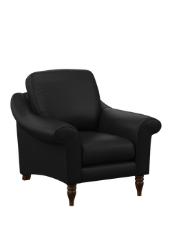 John Lewis Camber Leather Armchair, Dark Leg, Matt Black