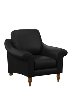 John Lewis Camber Leather Armchair, Light Leg, Matt Black