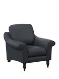 John Lewis Camber Leather Armchair, Dark Leg, Matt Navy