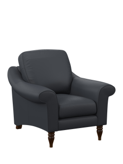 John Lewis Camber Leather Armchair, Dark Leg, Matt Navy