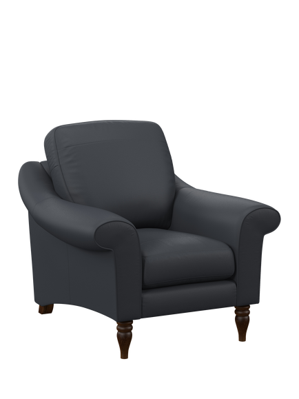 John Lewis Camber Leather Armchair, Dark Leg, Matt Navy