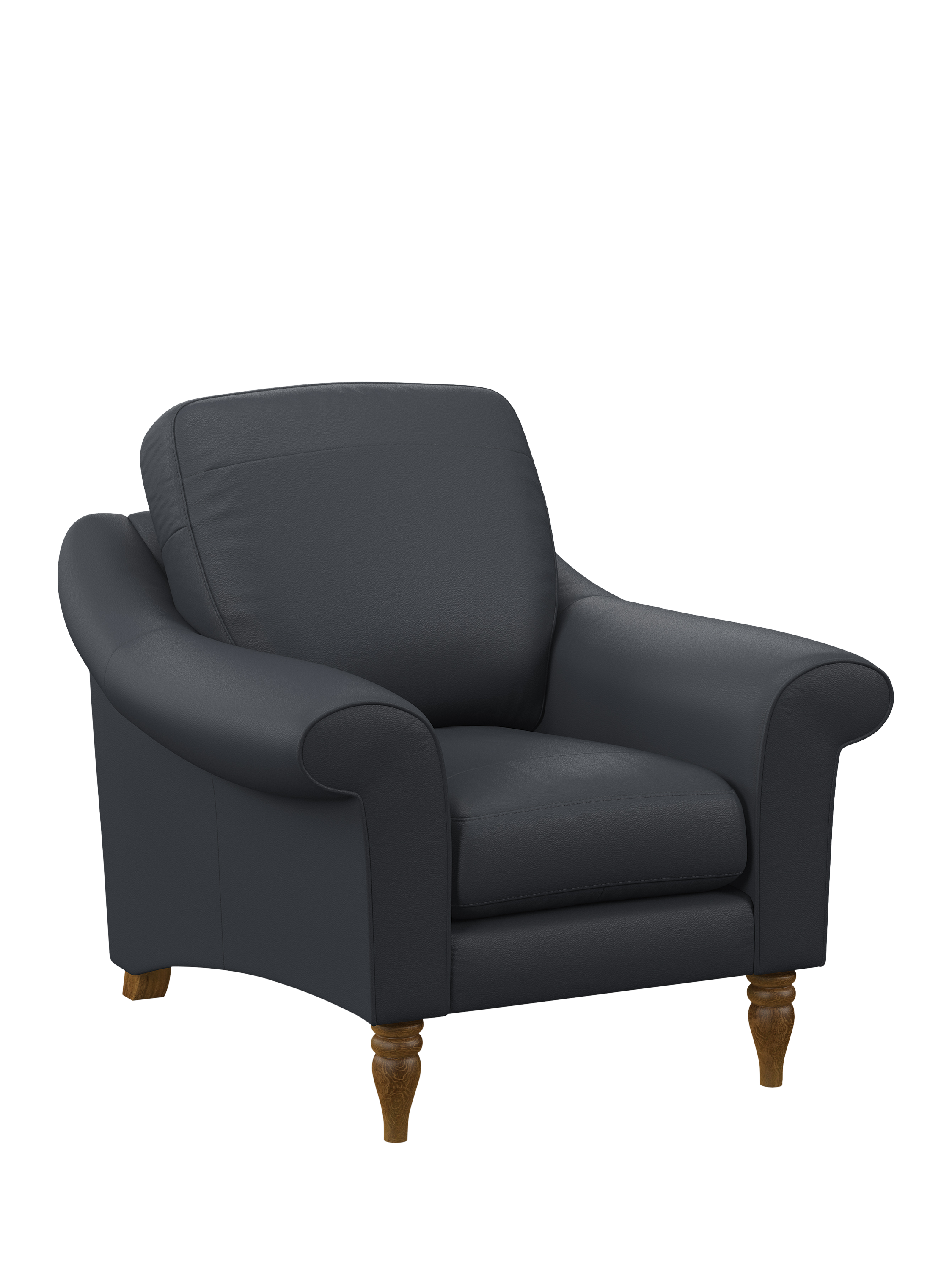 Camber Range, John Lewis Camber Leather Armchair, Light Leg, Matt Navy