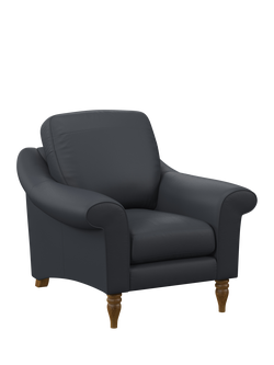 John Lewis Camber Leather Armchair, Light Leg, Matt Navy