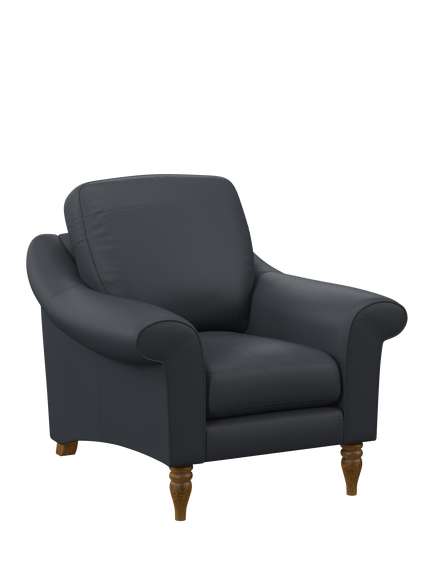 John Lewis Camber Leather Armchair, Light Leg, Matt Navy