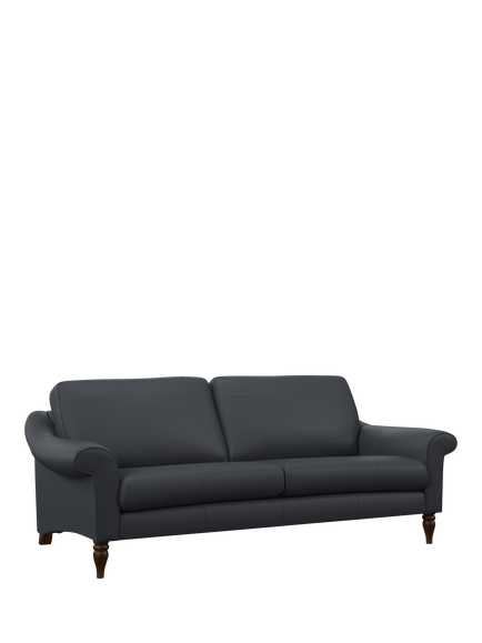 John Lewis Camber Leather Grand 4 Seater Sofa, Dark Leg, Matt Navy