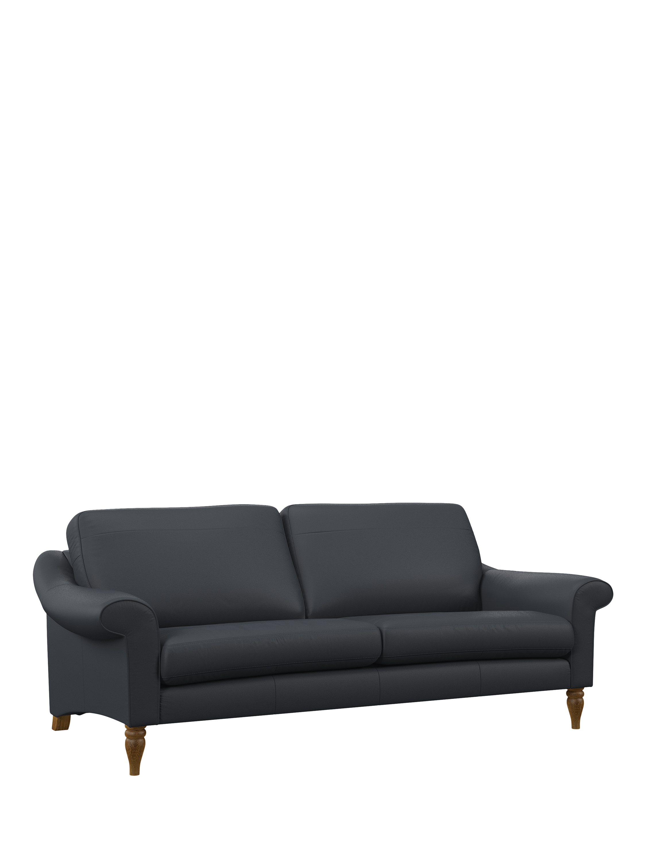 Camber Range, John Lewis Camber Grand 4 Seater Leather Sofa, Light Leg, Matt Navy