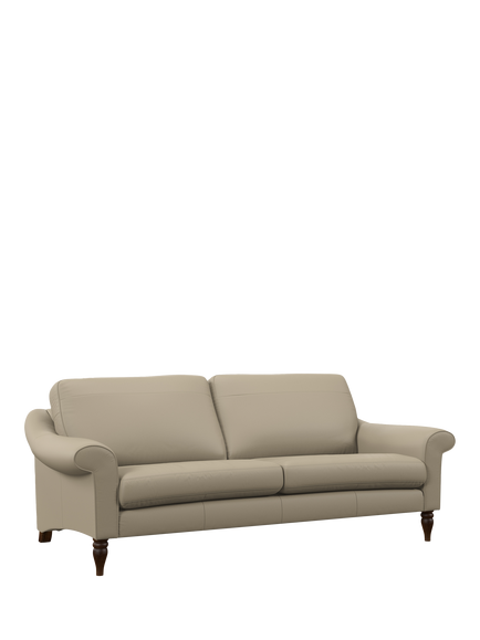 John Lewis Camber Leather Grand 4 Seater Sofa, Dark Leg, Matt Pearl