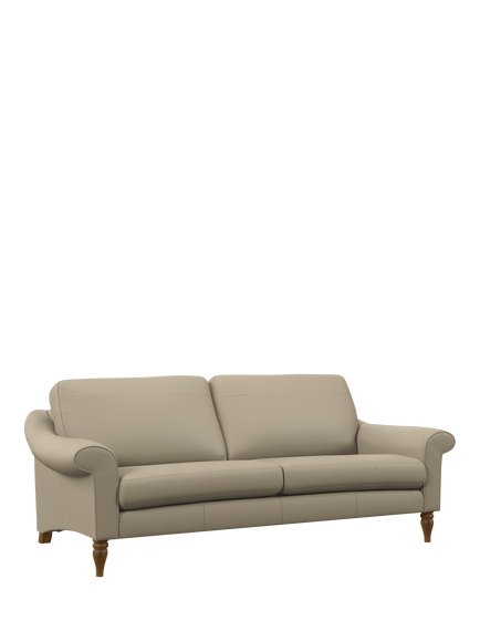 John Lewis Camber Grand 4 Seater Leather Sofa, Light Leg, Matt Pearl