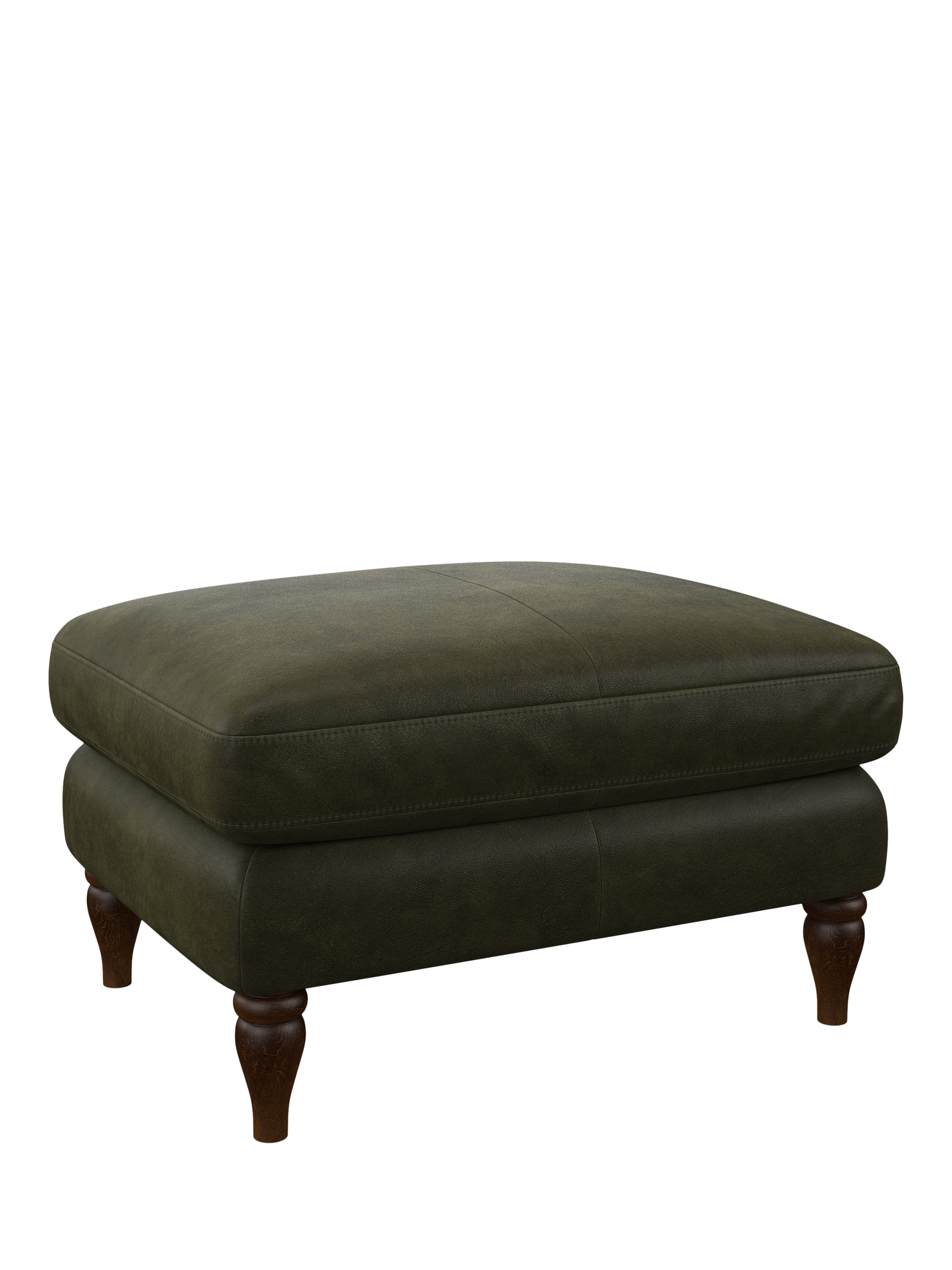 Camber Range, John Lewis Camber Leather Footstool, Dark Leg, Demetra Green