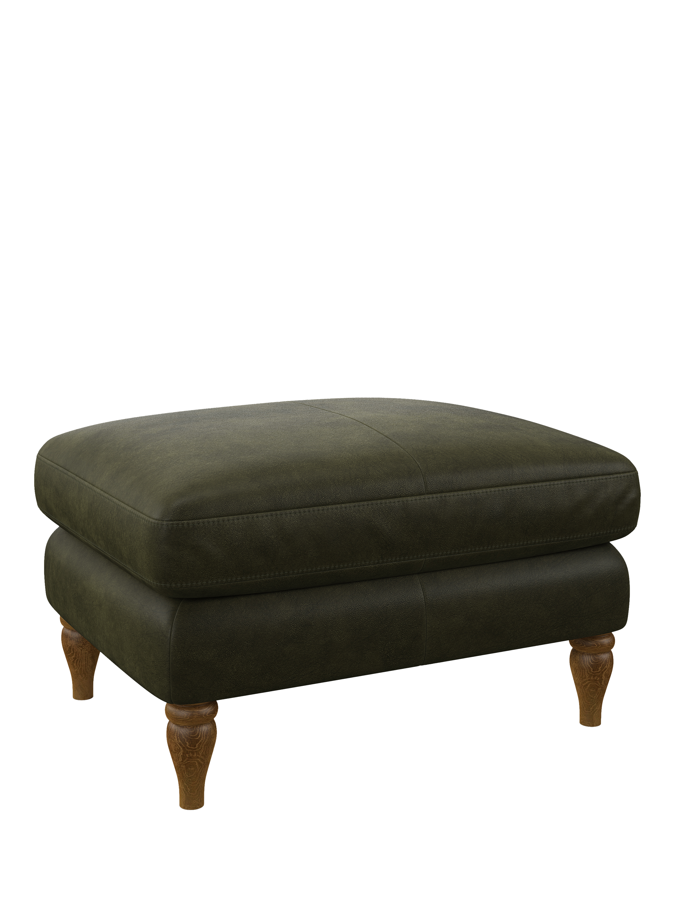 Camber Range, John Lewis Camber Leather Footstool, Light Leg, Demetra Green