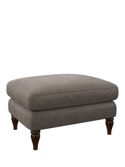 John Lewis Camber Leather Footstool, Dark Leg, Demetra Grey