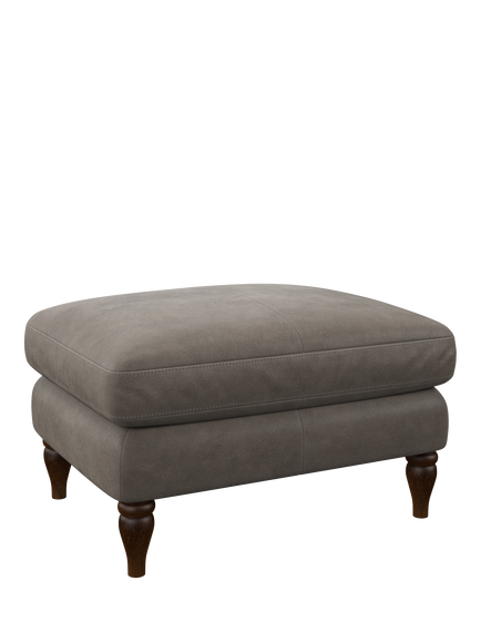 John Lewis Camber Leather Footstool, Dark Leg, Demetra Grey