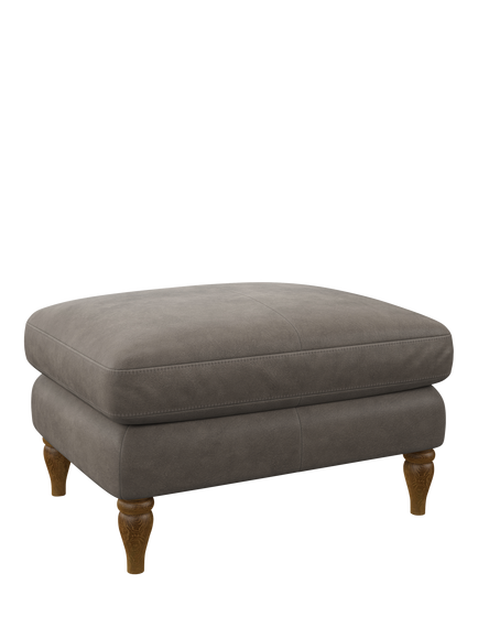 John Lewis Camber Leather Footstool, Light Leg, Demetra Grey