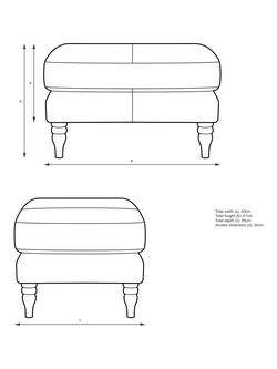 John Lewis Camber Leather Footstool, Light Leg - view 2, Demetra Grey