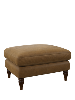 John Lewis Camber Leather Footstool, Dark Leg, Demetra Light Tan