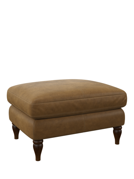 John Lewis Camber Leather Footstool, Dark Leg, Demetra Light Tan