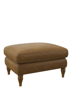 John Lewis Camber Leather Footstool, Light Leg, Demetra Light Tan