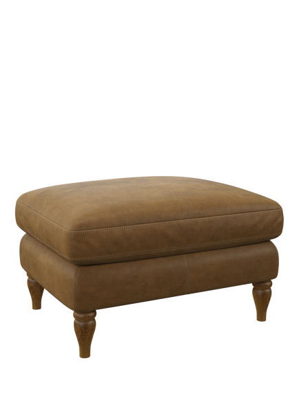 John Lewis Camber Leather Footstool, Light Leg, Demetra Light Tan