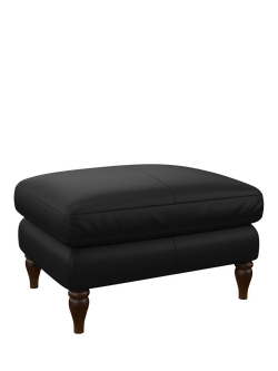 John Lewis Camber Leather Footstool, Dark Leg, Matt Black