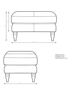 John Lewis Camber Leather Footstool, Dark Leg - view 2, Matt Black