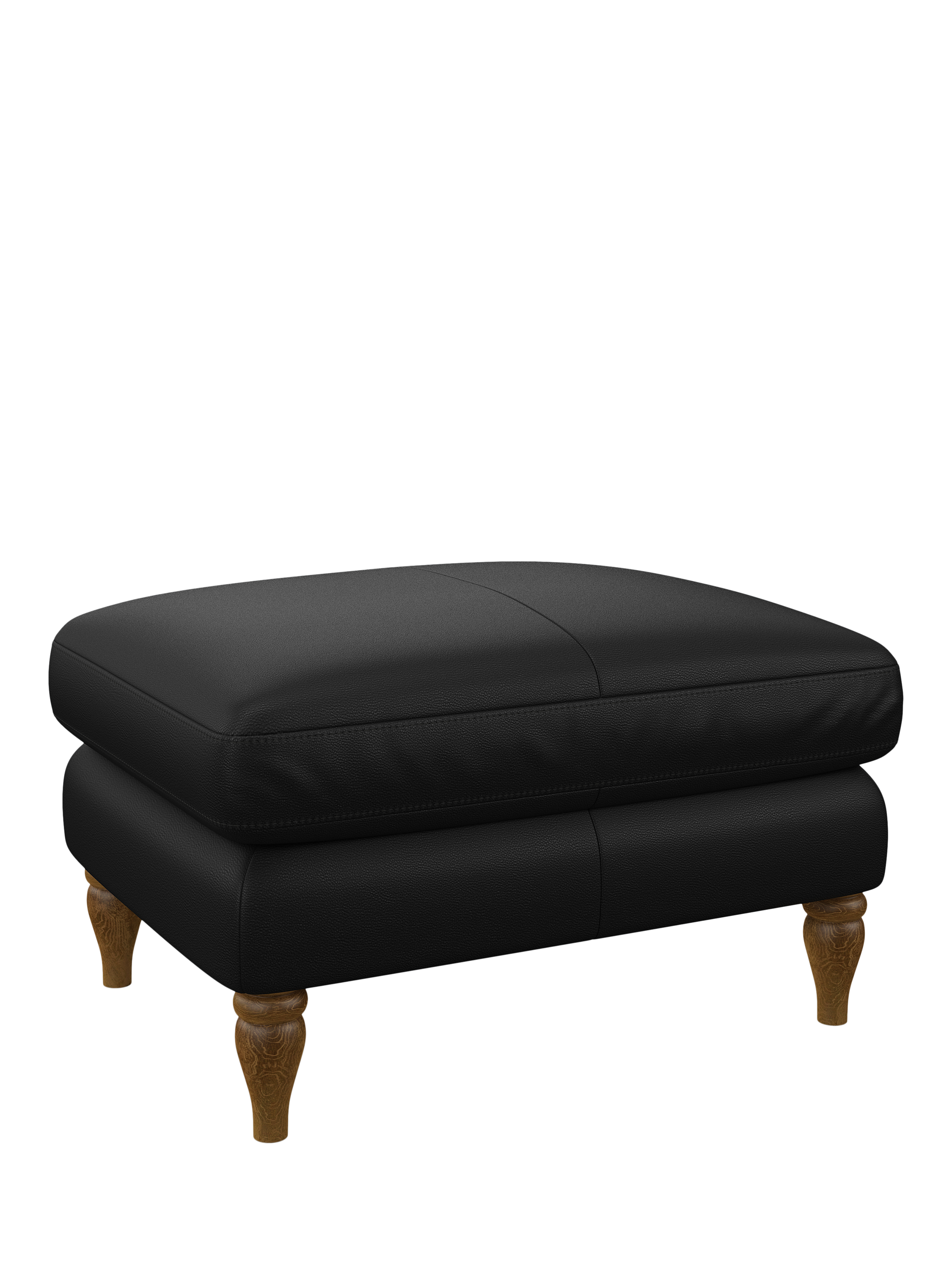 Camber Range, John Lewis Camber Leather Footstool, Light Leg, Matt Black