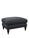 John Lewis Camber Leather Footstool, Dark Leg, Matt Navy