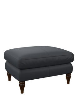 John Lewis Camber Leather Footstool, Dark Leg, Matt Navy