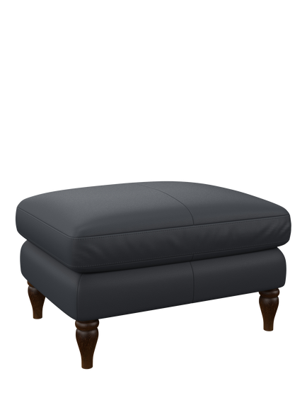 John Lewis Camber Leather Footstool, Dark Leg, Matt Navy