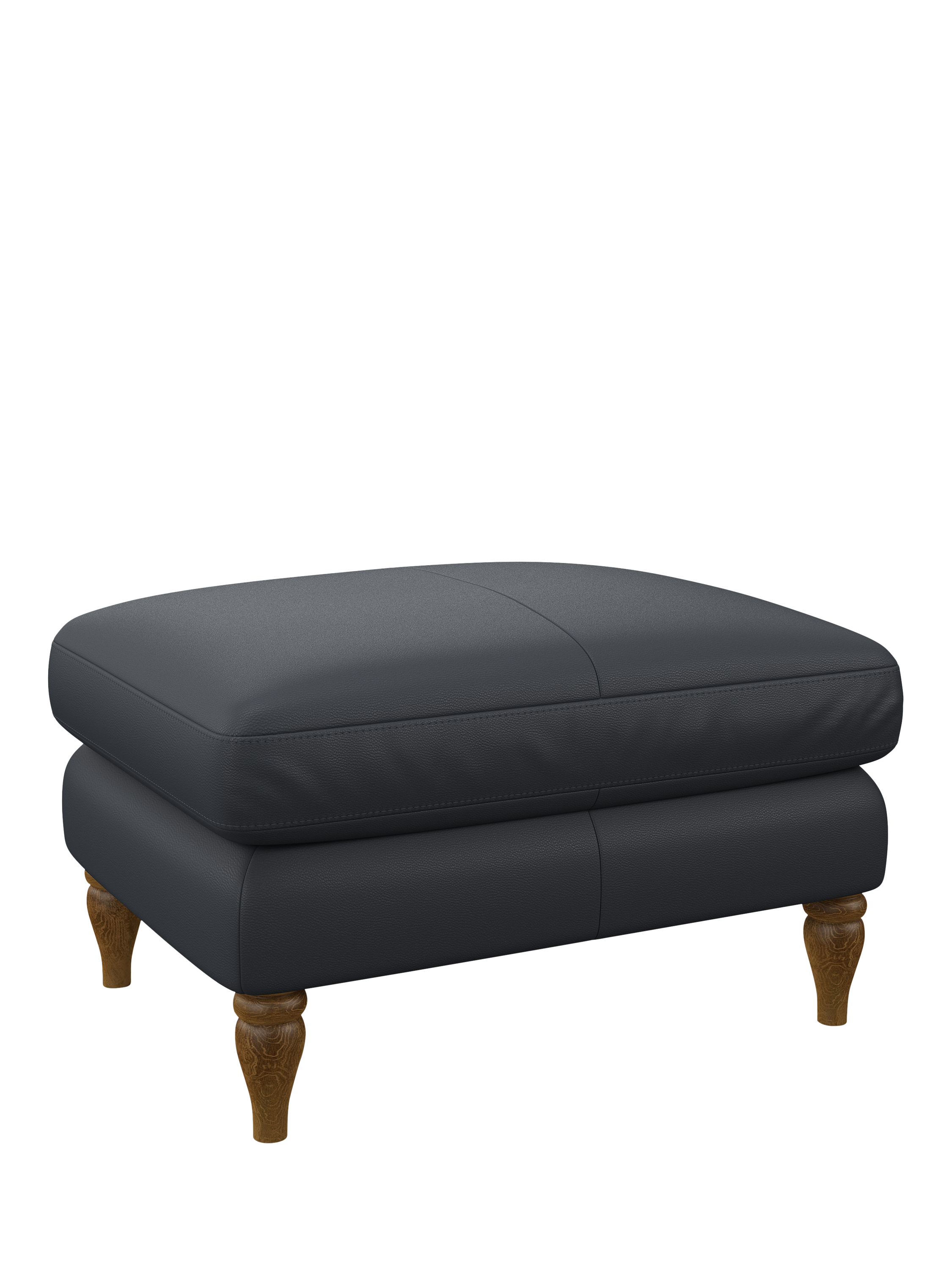 Camber Range, John Lewis Camber Leather Footstool, Light Leg, Matt Navy